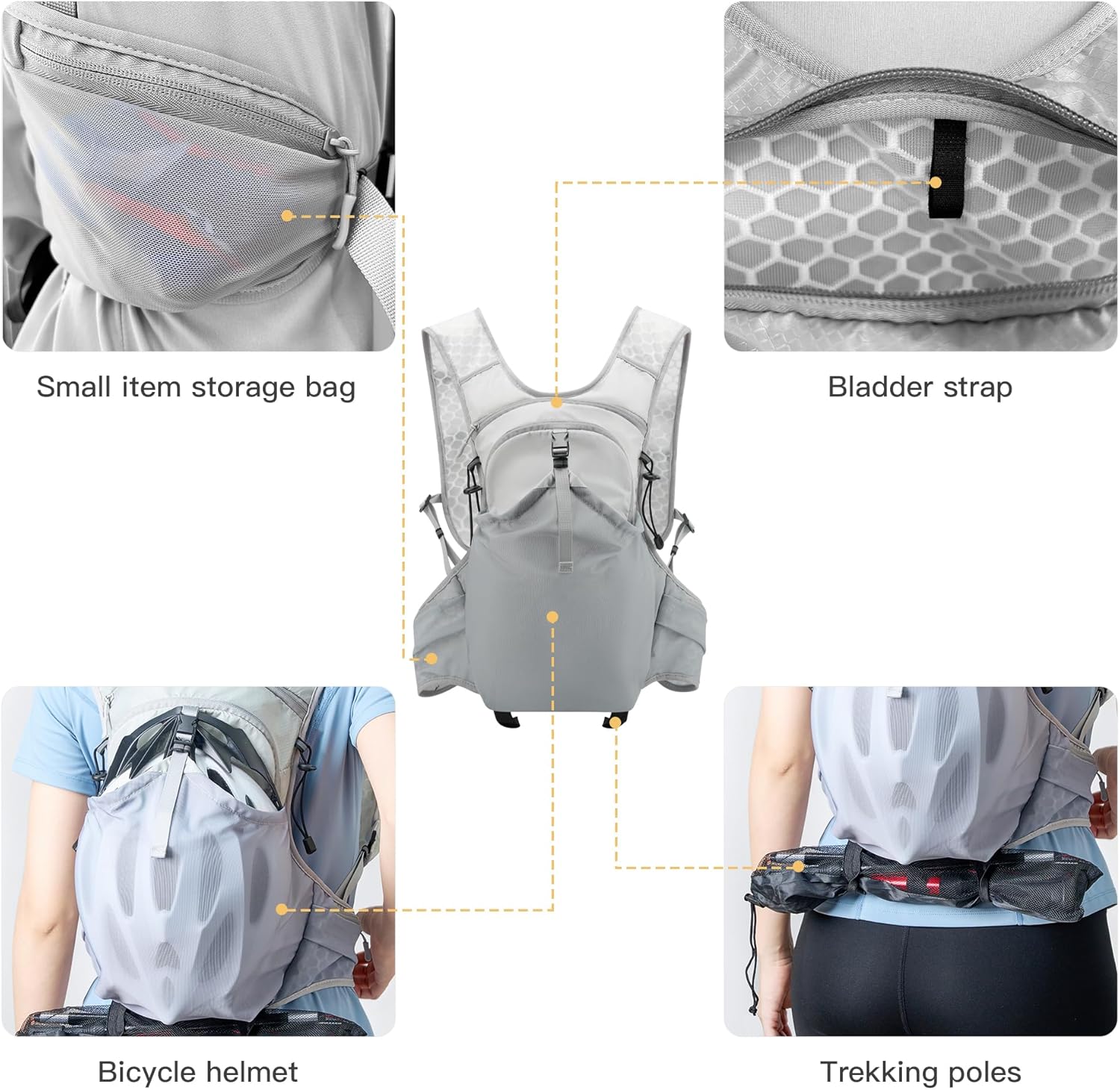 Running Vest Hydration Backpack for Men Women, 8L Lightweight Running Backpack Hydration Pack for Marathon, Trail, Cycling, Hiking, Jogging Adjustable Fit - Image 8