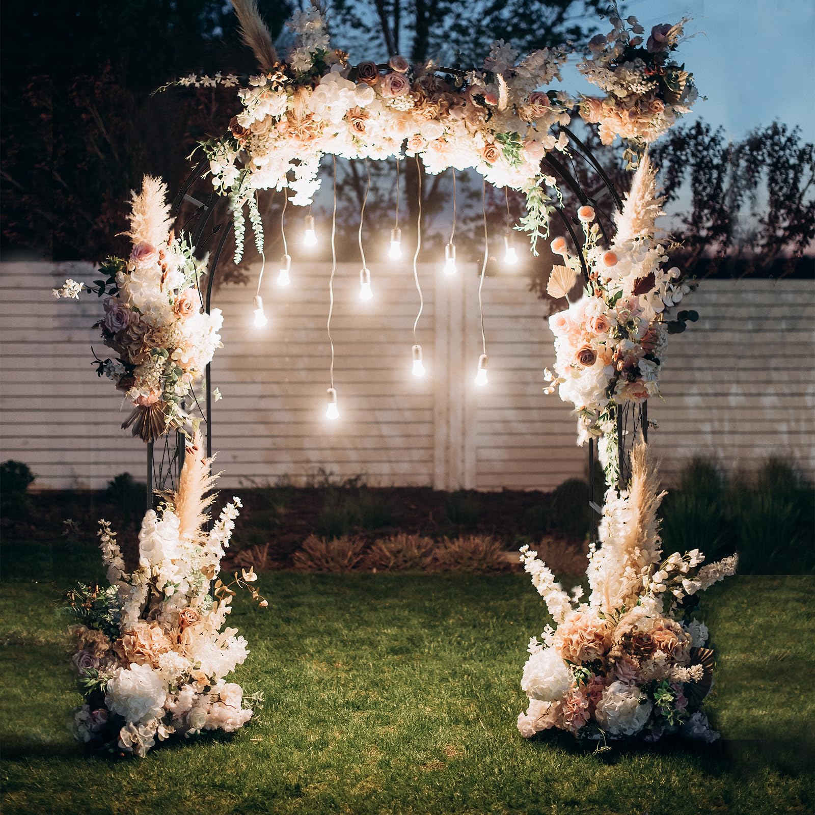 Bonnlo Rosenbogen aus Metall, Stabil Wetterfest Rankhilfe aus Pulverbeschichtetem Stahl, Rankgitter für Garten, Rosen,Plantzen,139.00 * 59.00 * 212.00/Schwarz (Kuppeldach) (Klassisch)