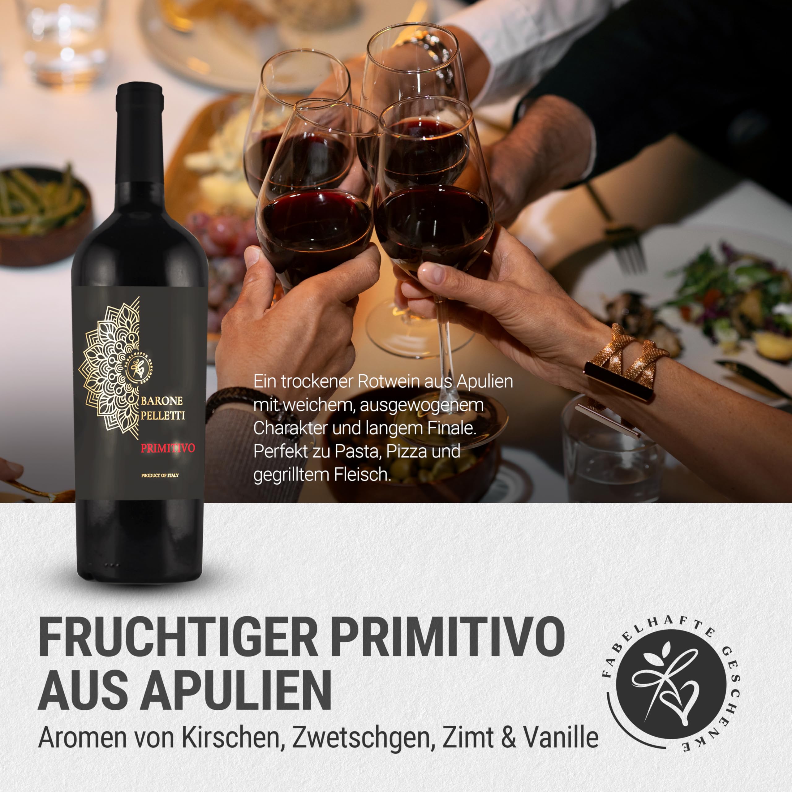 Geschenkkorb Bella Italia mit Rotwein, Olivenöl, Aceto Balsamico, Pasta, Pesto, Tartufini - Wein Geschenk für Männer & Frauen