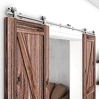 Vista 77 de TSMST Kit de herrajes para puerta corrediza de granero de 6 pies, riel de acero inoxidable de servicio pesado resistente con montaje superior