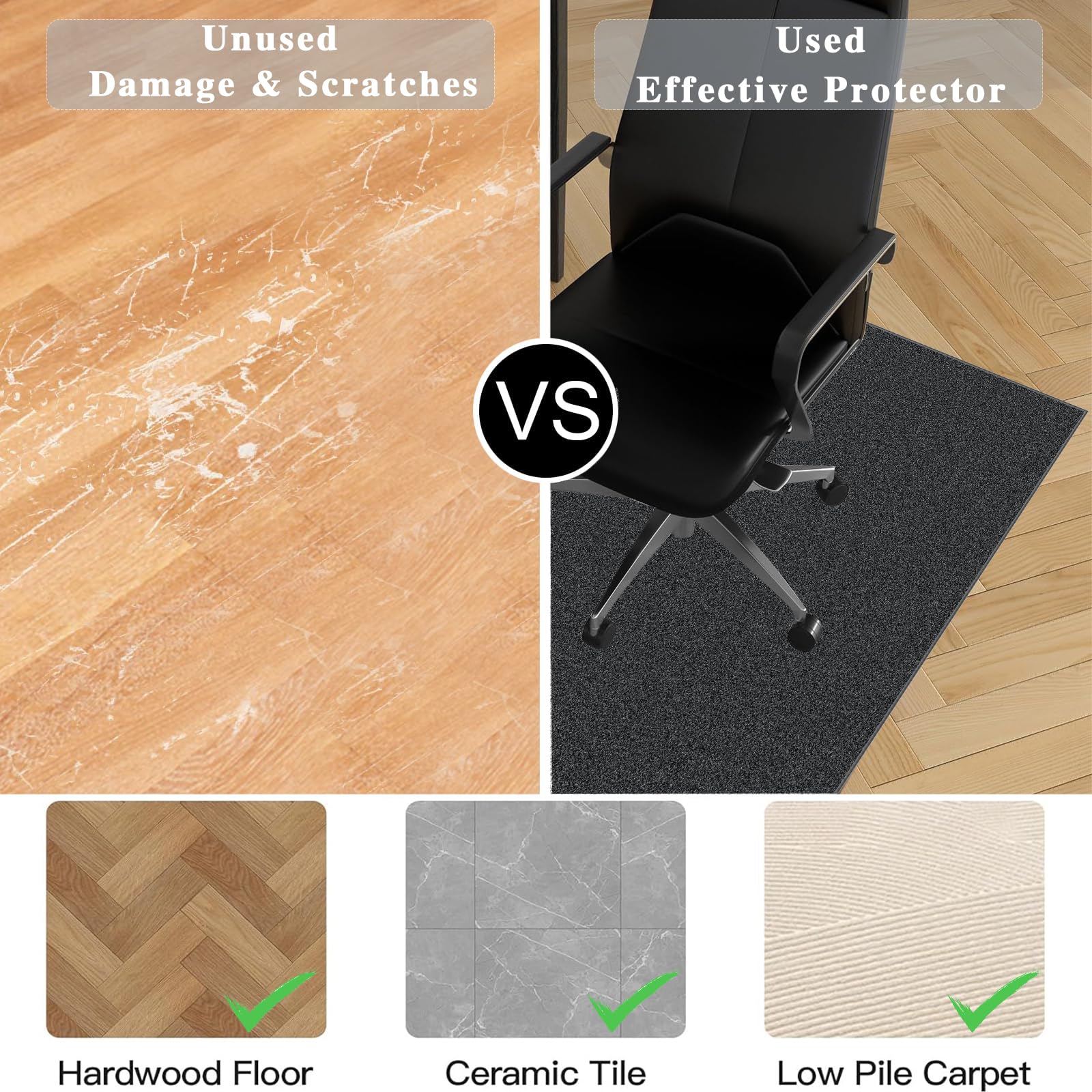 200 x 230 cm Gaming Bürostuhl Unterlage | Bürostuhl Unterlage | Bodenschutzmatte Bürostuhl | Bodenschutzmatte für Hartböden | Bodenmatte Stuhlunterlage | Schreibtischstuhl unterlage für Laminat