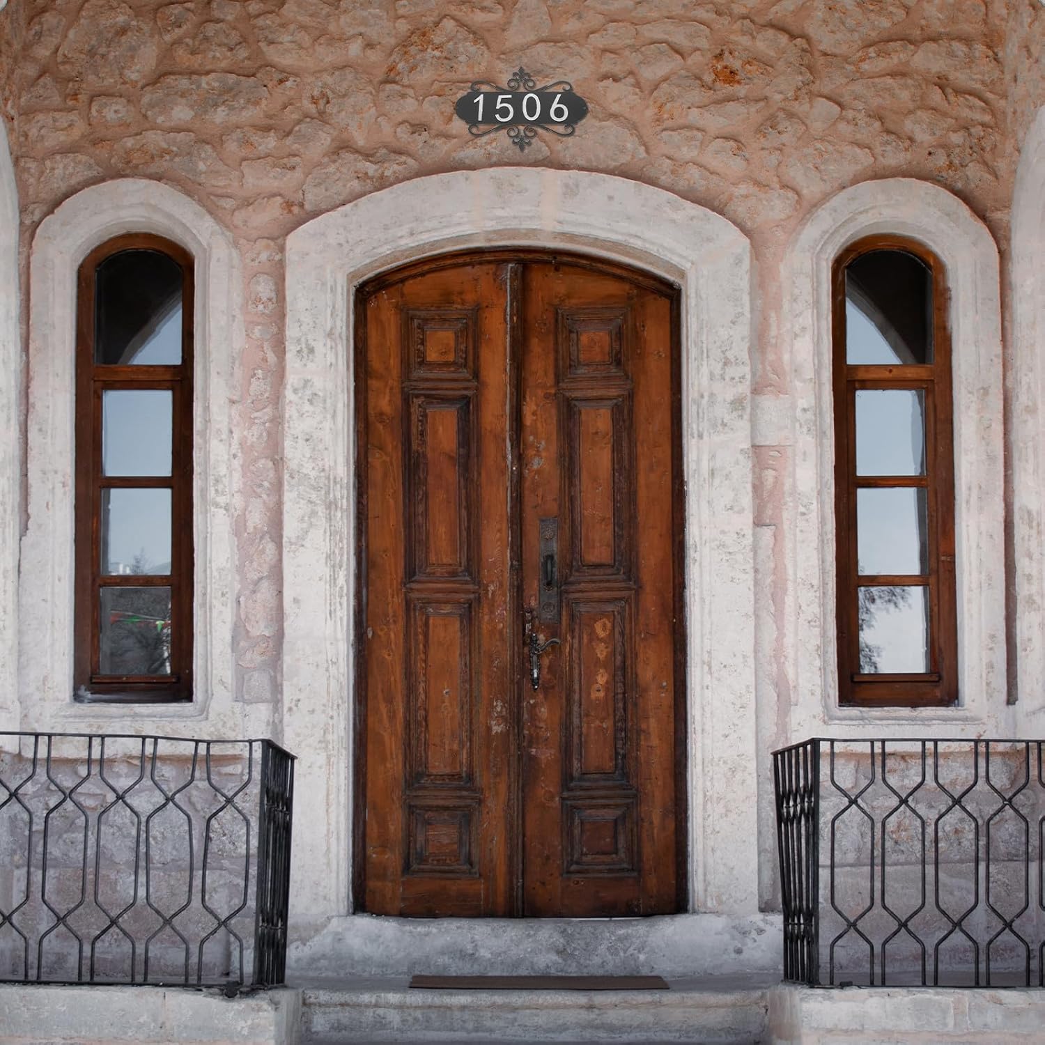 Abaodam Metal House Address with Arabic Numerals, Decorative Iron Door Number Plaque for Outdoor Wall, Versatile House for Front Door and Mailbox Use