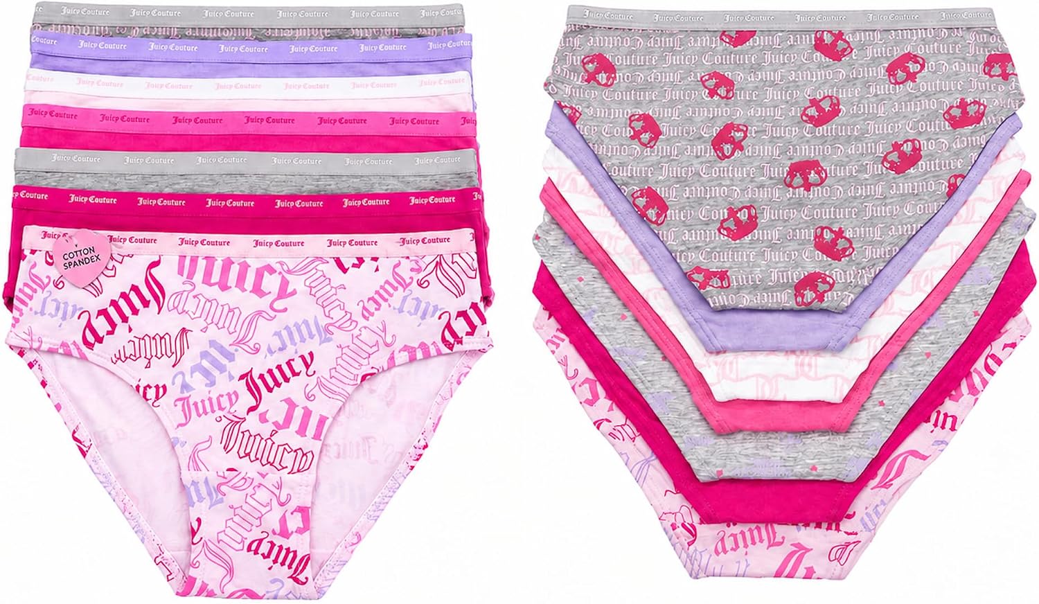 Juicy Couture Girls' Bikini Briefs Underwear 7 Pack
