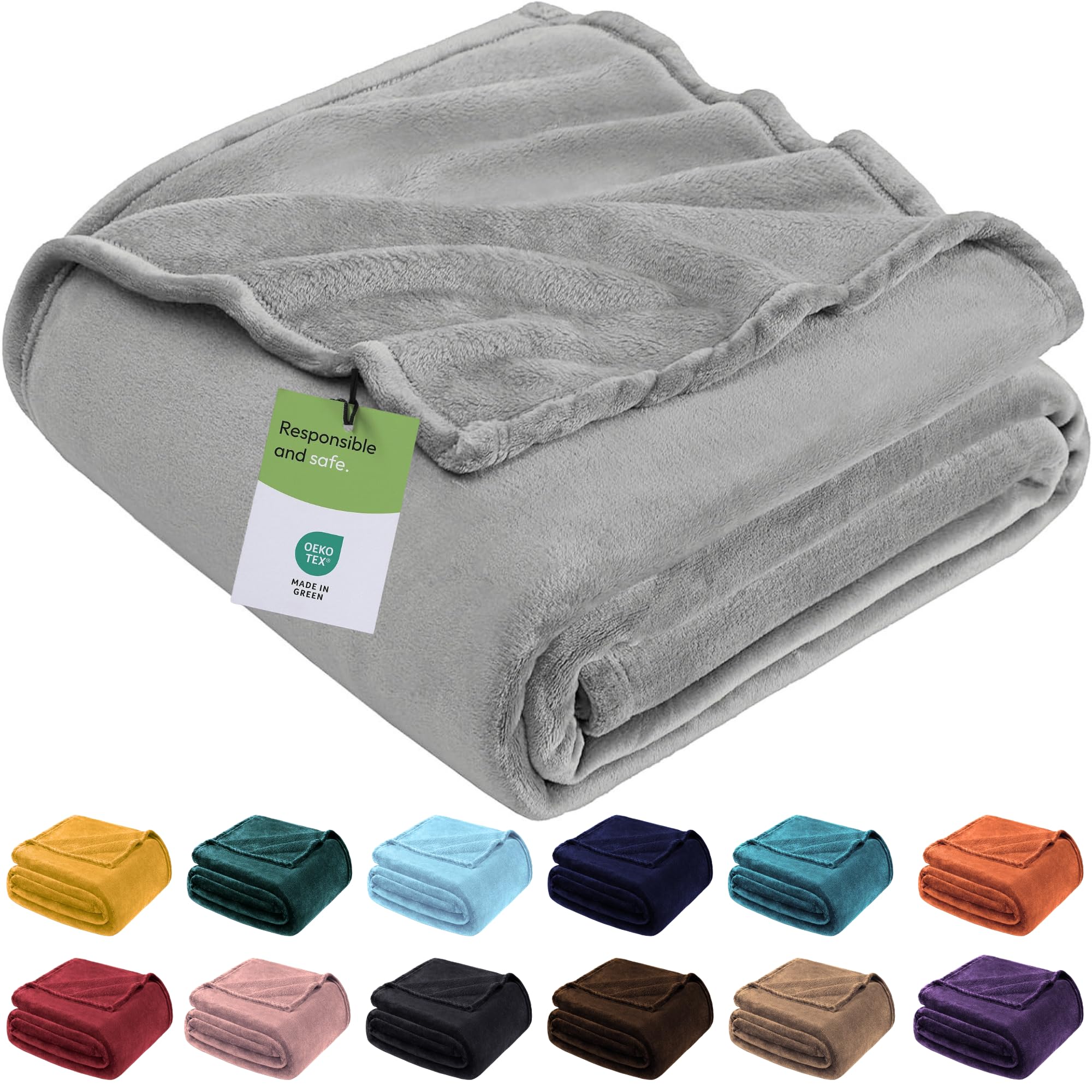 Bedlooms Silver Fleece Blanket King 230X270 Cm, Throws For Sofas And Beds