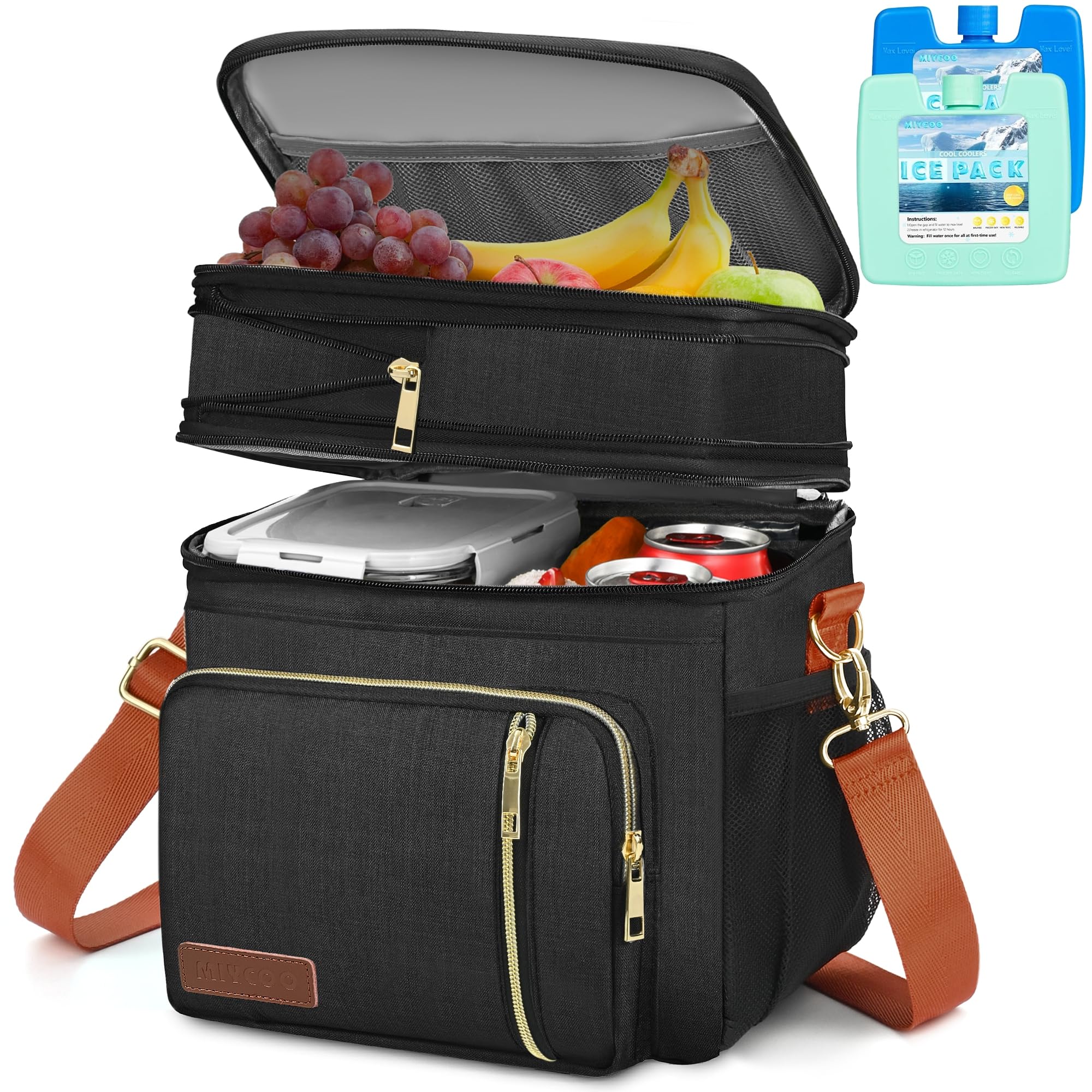 Miycoolunch Bag And Lunch Box For Women Men Double Deck