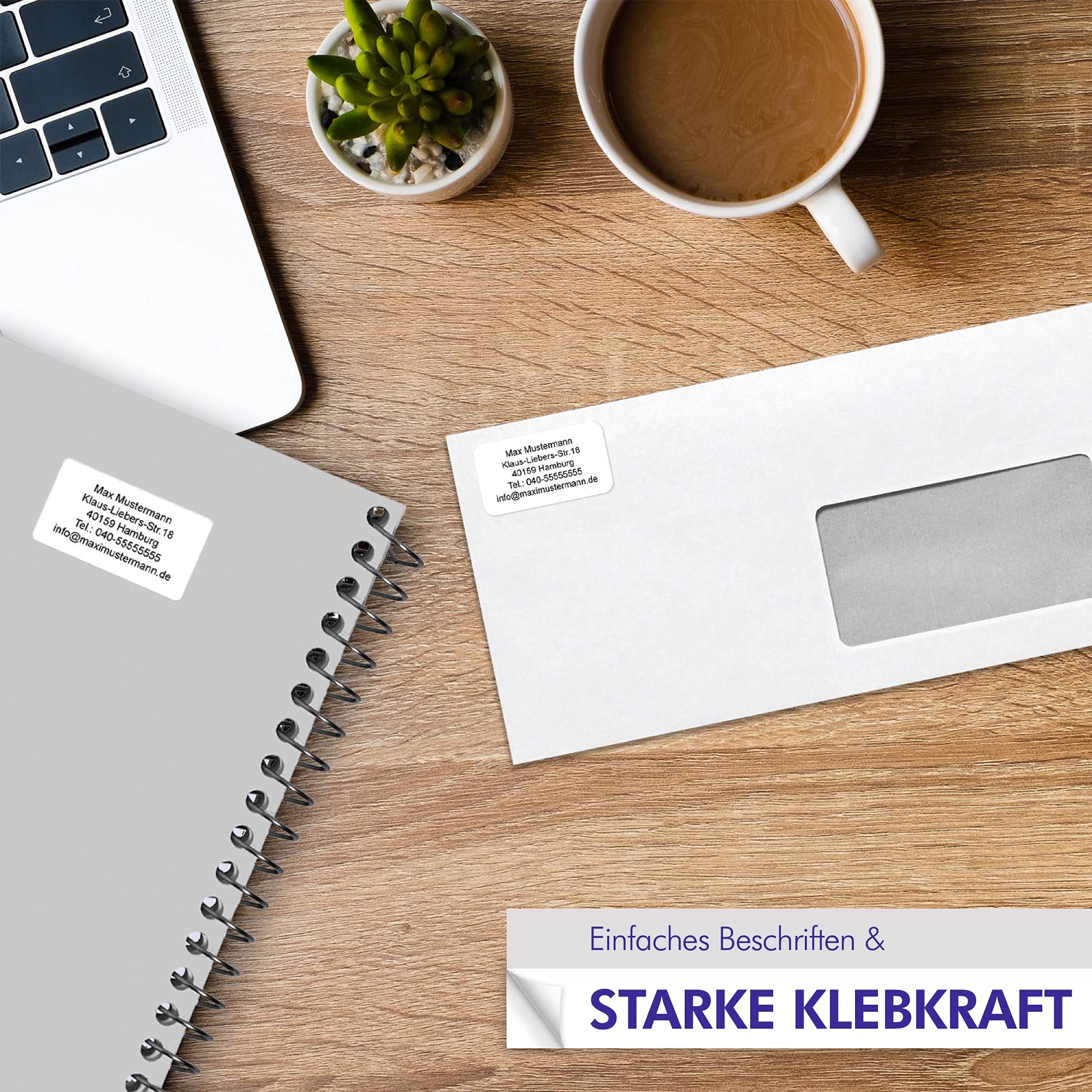 INDIGOS UG Adressetiketten - Namensaufkleber - weiß - 100 Stück personalisierbar - selbstklebend - 40 x 22 mm - verschiedene Varianten