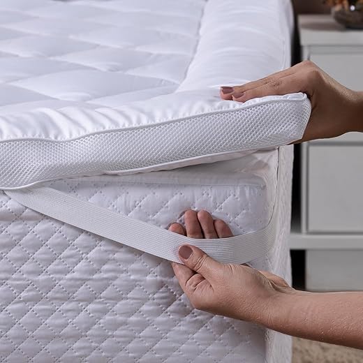 Pillow Top Queen 400 Fios Micropercal – Enchimento Grosso 600g/m², Antipilling, Respirável, Com Elástico nos 4 Cantos e Qualidade Premium (Branco, Queen)