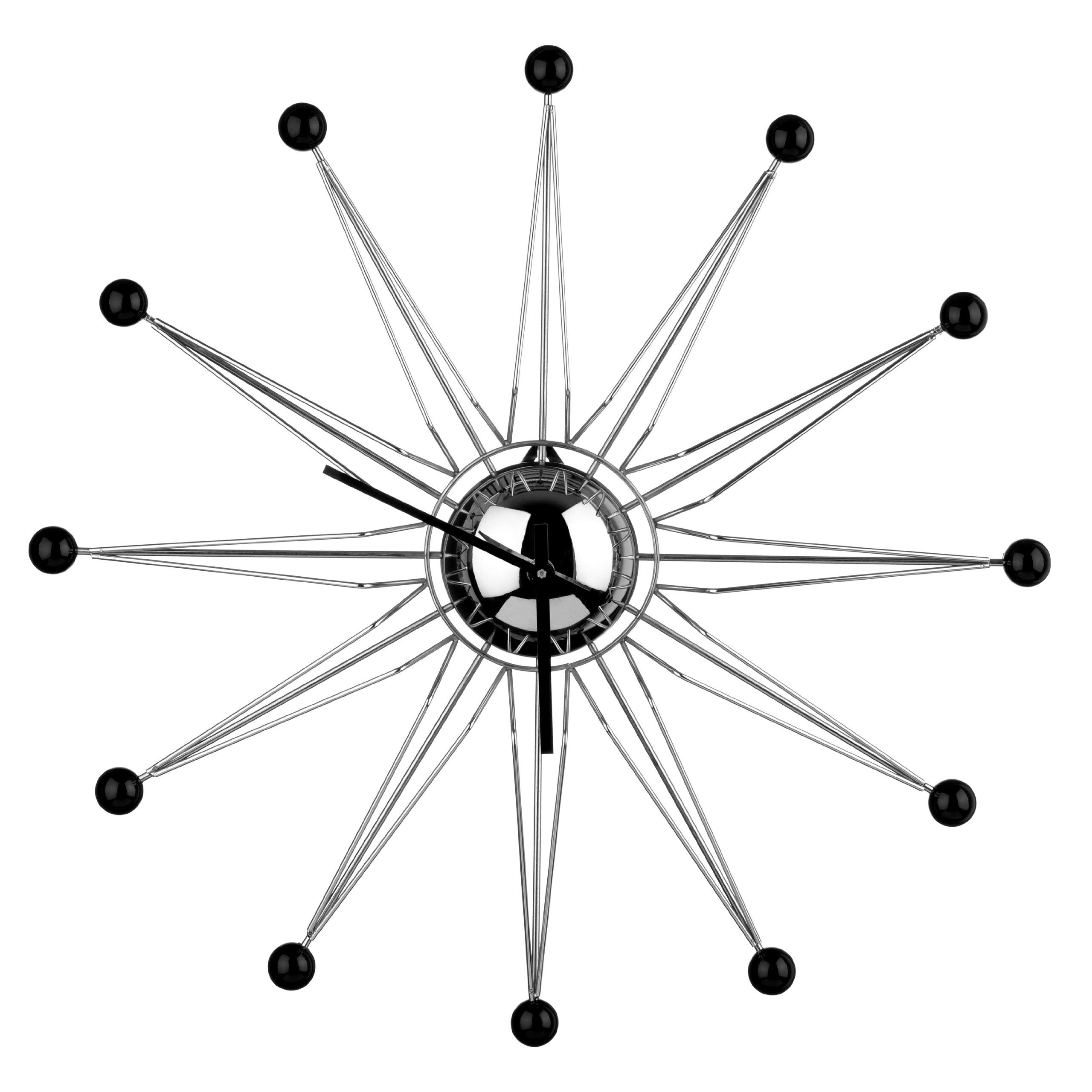 Premier Housewares Retro Straight Edge Spoke Design Wall Clock, Silver