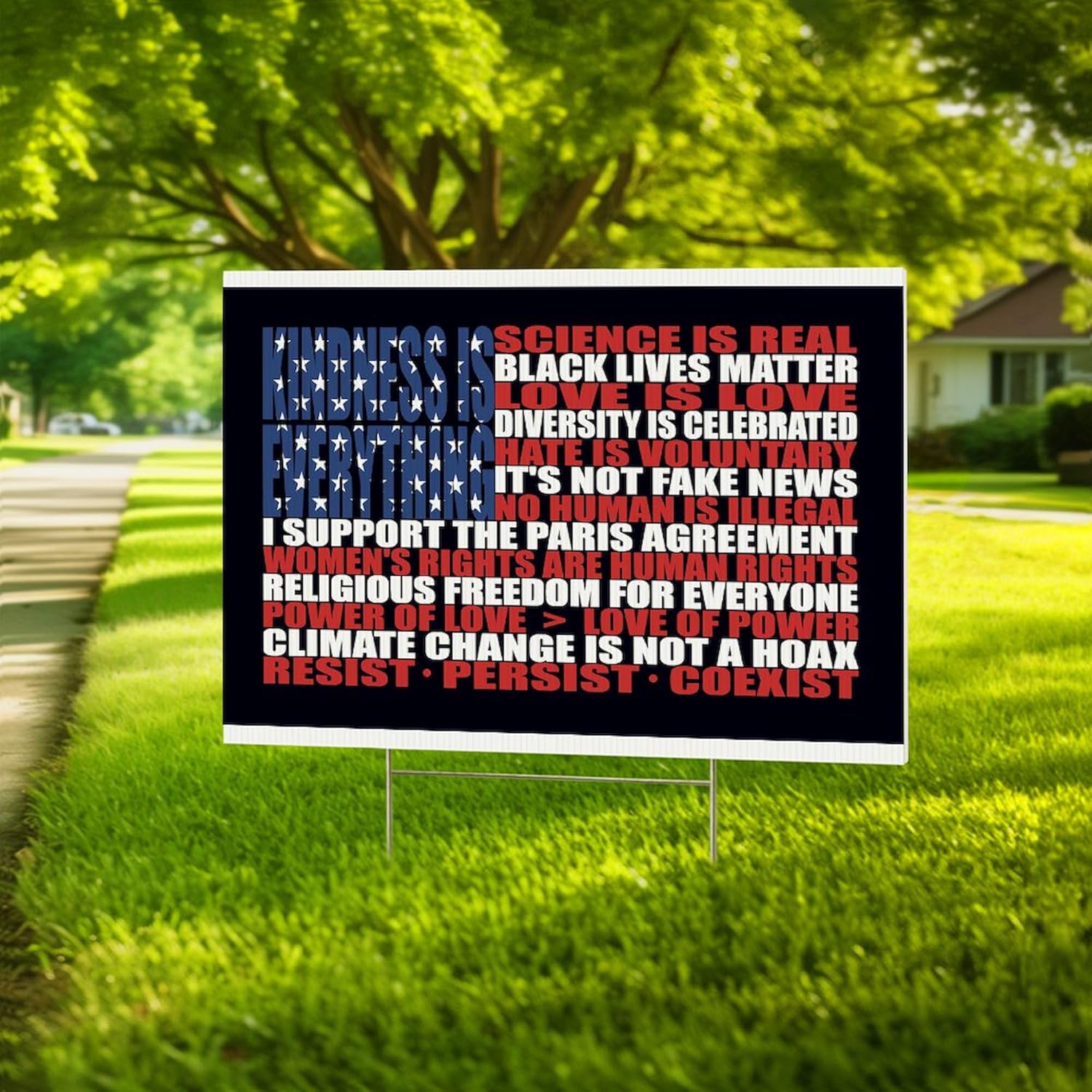 CafePress Political Protest American Flag Double Sided Yard Sign 24" w x 18" h Corrugated Double-Sided Yard Sign