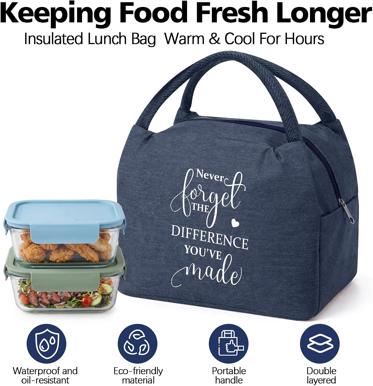 16 Pcs Employee Appreciation Week Gifts Team Staff Insulated Lunch Bag Bulk Reusable Leakproof Tote Boxes Inspirational Thank You Gifts for Teachers Nurses Volunteer Coworker Office Men Women