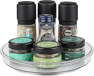 vacane Clear Lazy Susan Organizer 9" Plastic Lazy Susan Turntable for Cabinet Rotating Pantry Lazy Susan Cabinet Organizer, Storage Containers for Kitchen, Refrigerator Countertop, Bathroom