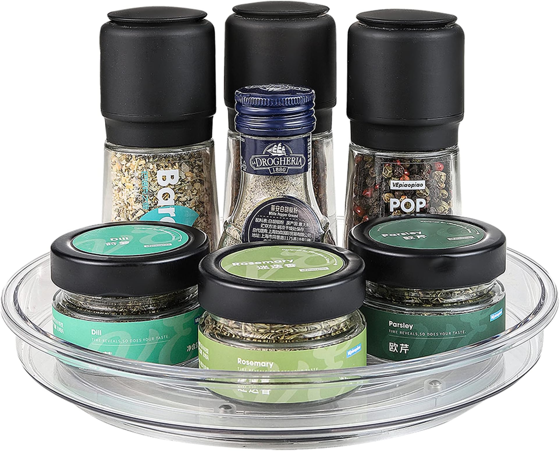 vacane Clear Lazy Susan Organizer 9" Plastic Lazy Susan Turntable for Cabinet Rotating Pantry Lazy Susan Cabinet Organizer, Storage Containers for Kitchen, Refrigerator Countertop, Bathroom