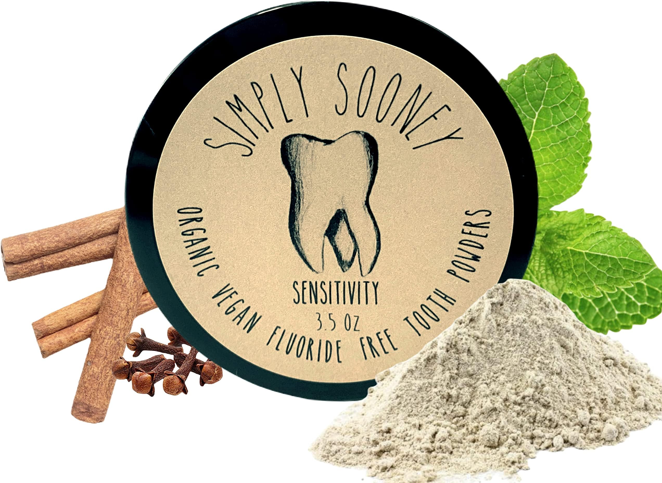 Organic Vegan Fluoride Free Remineralizing Tooth Powder Sensitivity Formula, Cinnamon and Clove Flavor, Value Size Up to 6 Month Supply I Teeth Whitening, Natural Numbing, Reduce Pain