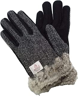 ハリスツイード Harris Tweed レディース ファー付き 手袋 ケース付き