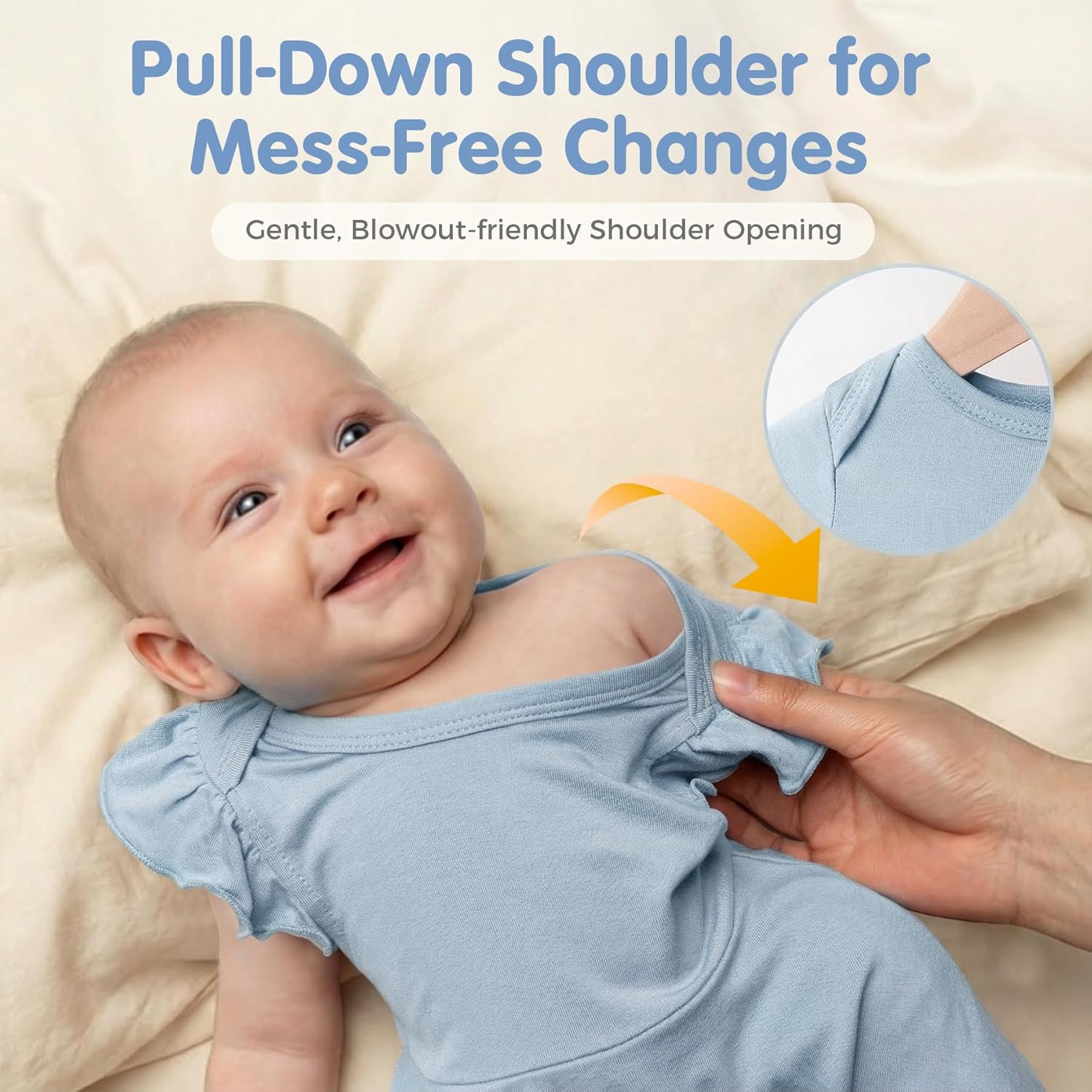 2 Pack Baby Girl Bodysuit Flutter Sleeves Dress, Cute Ruffle Romper Outfit with Headband, Newborn Infant Pajamas 0-12 Months - Image 5