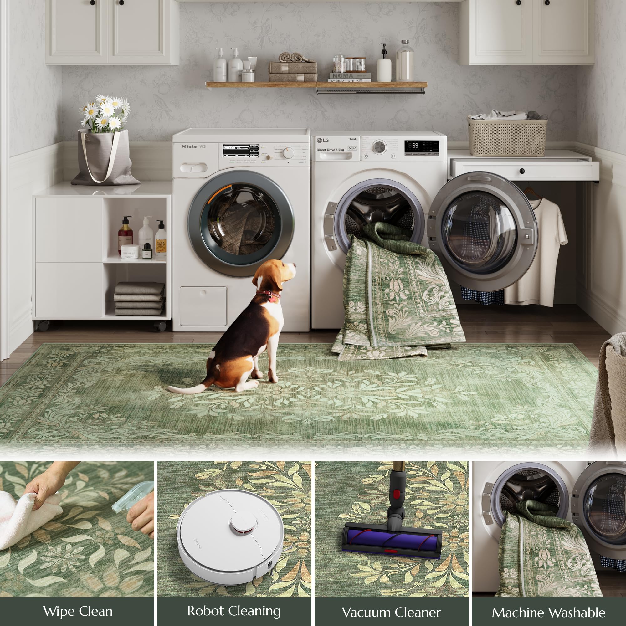 Amazon.com: jinchan Green Floral 8x10 Area Rugs for Living