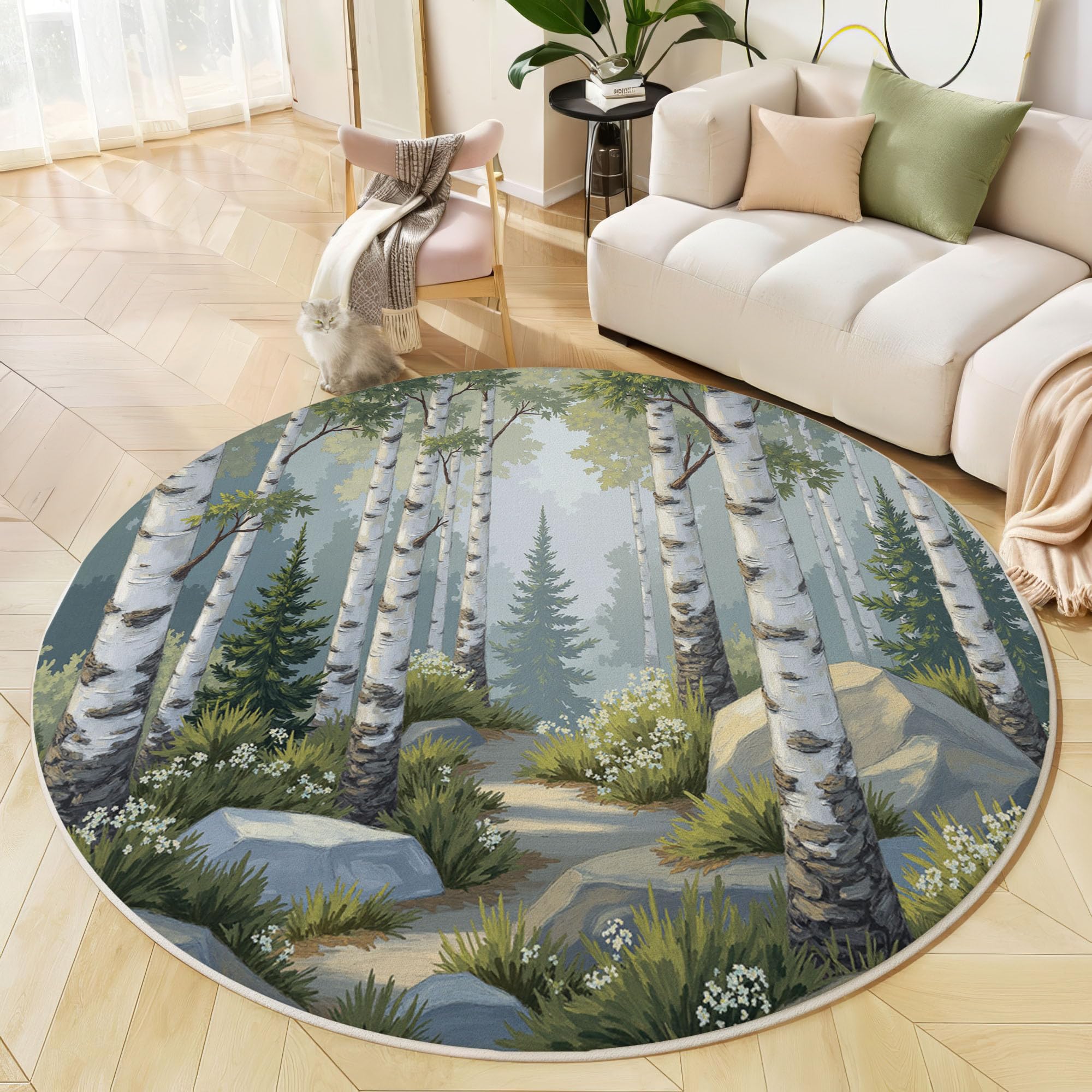 Tapis rond 200cm lavable machine fini les taches et les glissades dans la chambre d'enfant