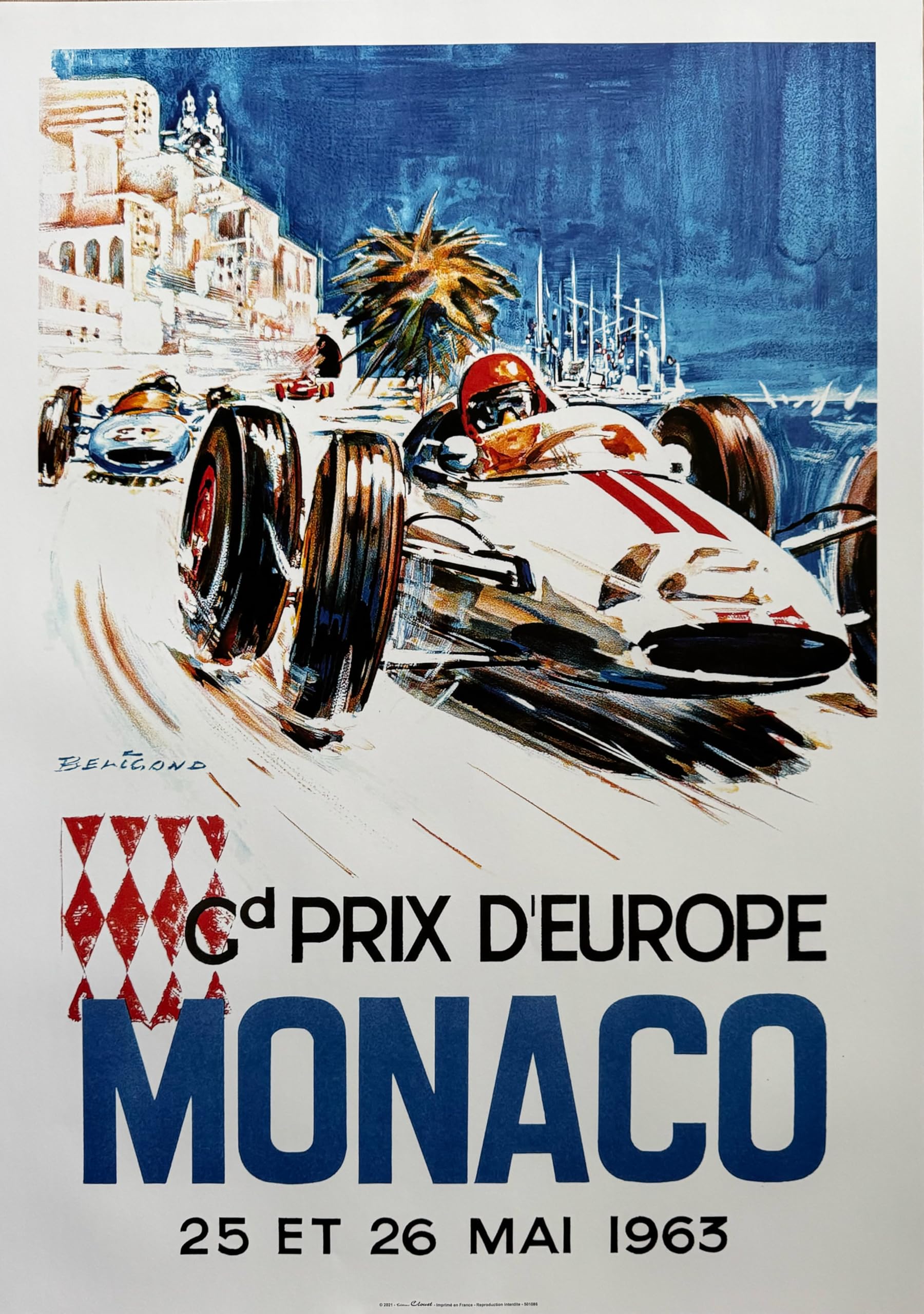 Affiche Monaco Grand Prix 1963 pour décorer un bureau rétro - 2