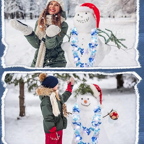 Miniatura 3 de Sherr 48 piezas de collar de Leis hawaiano con luces LED, collares de flores Luau para máscaras, playa, boda, suministros de fiesta temática