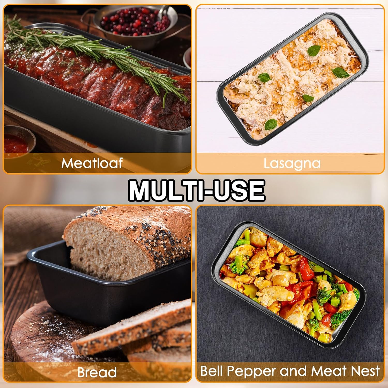 Sliner 6 Pcs Loaf Pan,12 x 5 Inch Long Loaf Pan Nonstick Baking Bread Pan Stainless Steel Rectangle Cake Pan Bread Tin Bakeware for Meatloaf Toast Muffin Sourdough Oven Baking