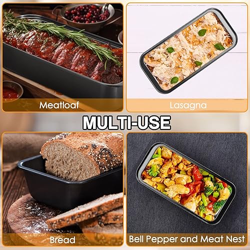 Miniatura 6 de Sliner 6 moldes para pan, 12 x 5 pulgadas de largo, antiadherentes, de acero inoxidable, rectangular, para tartas, pan negro, para pasteles de