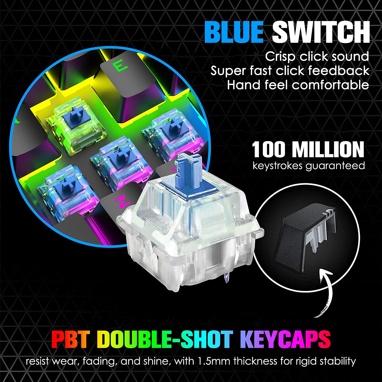 Tastiera Meccanica da Gioco ZIYOU LANG, Tasti Retroilluminati RGB, Resistente alle Fuoriuscite, Tasti Multimediali Dedicati, 87 Tasti, Completa Anti-Ghosting, Essenziale per Gaming, Layout QWERTY