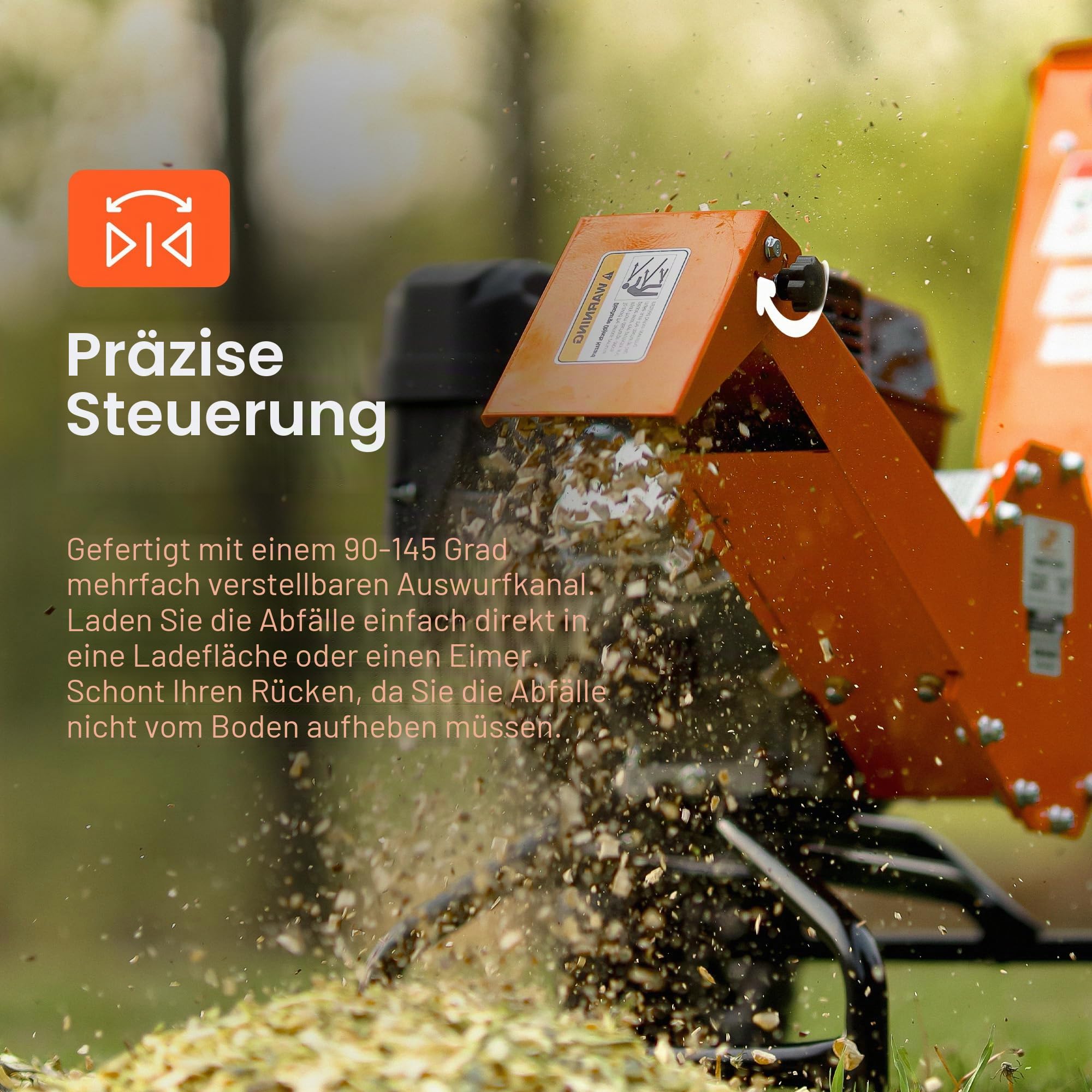 SuperHandy Häcksler, 196-cm³-Motor, Äste bis 50 mm, 15:1 Reduktion | Für Gartenpflege, Landschaftsarbeiten und Astschnitt; Stahlbau und robuste, kompakte Rotorbauweise für wiederholten Einsatz