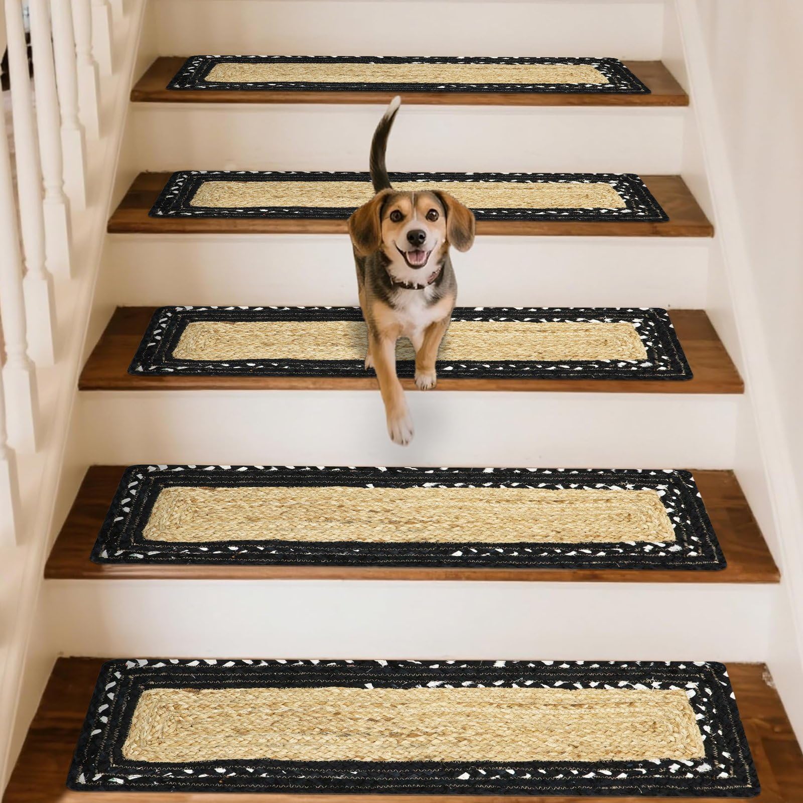 Tapis de marche d'escalier en jute pour réduire le bruit des pas et l'usure du bois