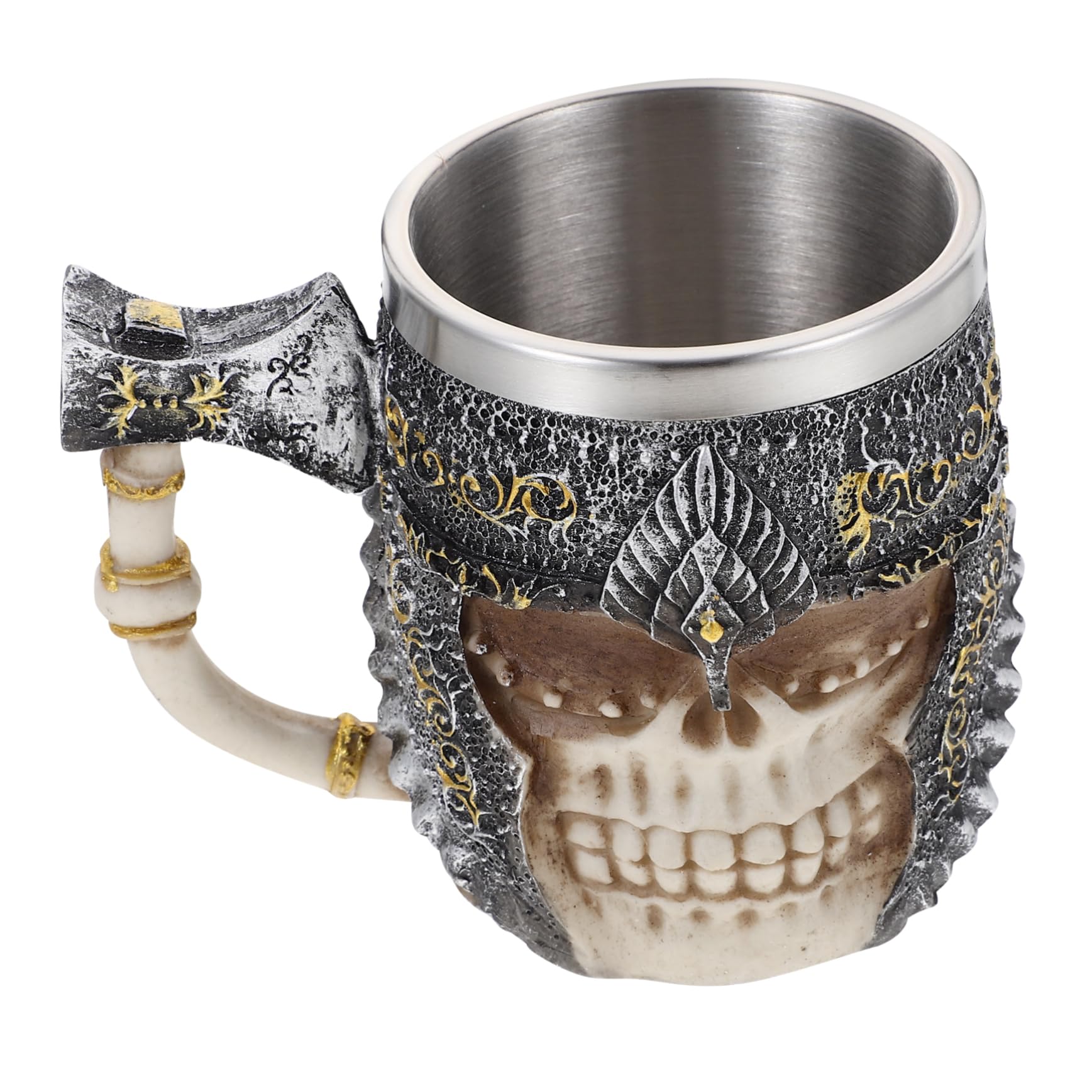 Taza de café tallada estilo calavera de acero inoxidable COLLBATH con acabado fácil de limpiar