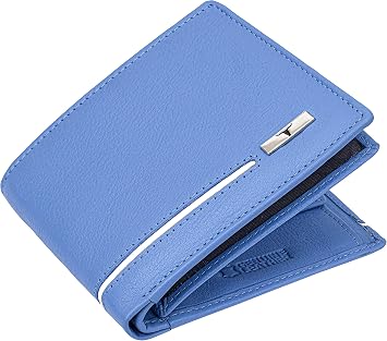 URBAN FOREST Stag Leather Wallet for Men, Light Blue/White, 11 x 9 x 1.5 cm, Casual