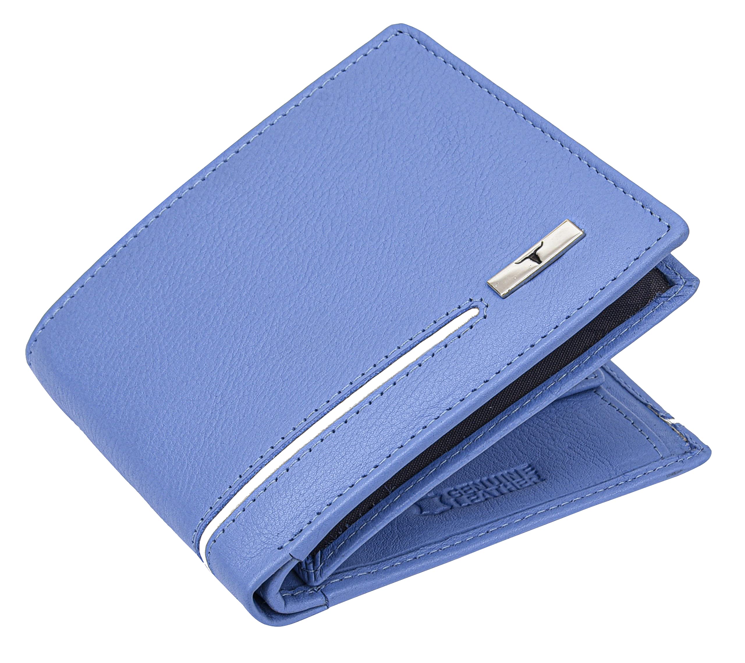 Stag Light Blue/White Leather Wallet for Men-image-6