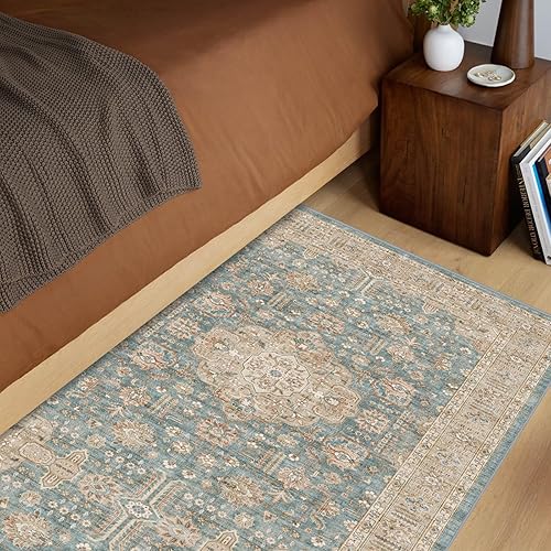 Miniatura 2 de Worxvell Alfombra de pasillo de 2 x 6 pies para pasillo, alfombra lavable antideslizante para cocina, alfombra vintage envejecida con respaldo de