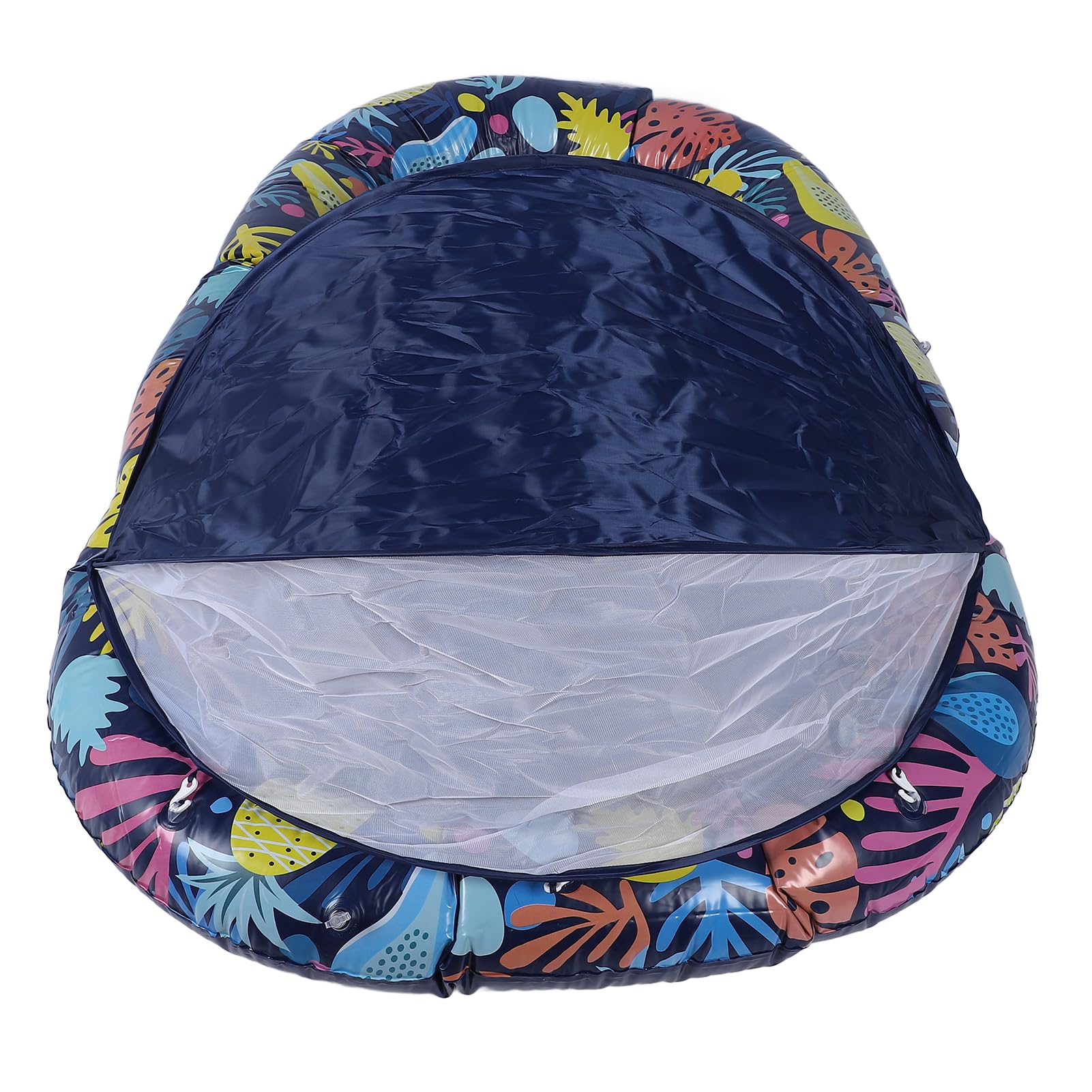 Tumbona Flotante para Piscina 3 en 1 con toldo Desmontable y portavasos Flotador Inflable Grande para Piscina para Adultos Fiesta en el Lago en la Playa Material de PVC 72,83 x