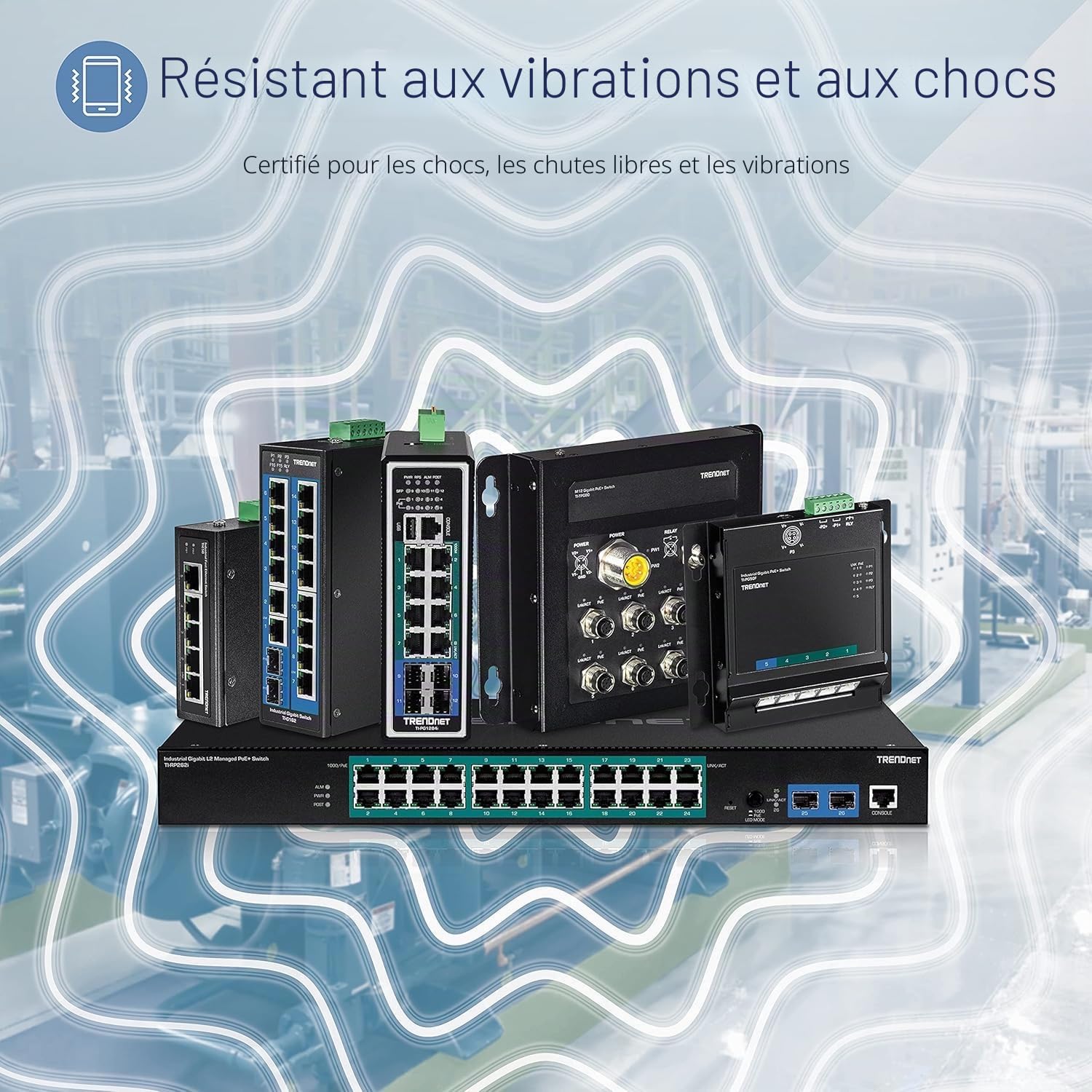 TRENDnet, TI-PG160, Commutateur sur Rail DIN Gigabit 10/100/1000Mbps Industriel Non géré à 16 Ports avec Ports PoE+ 16 Gigabit