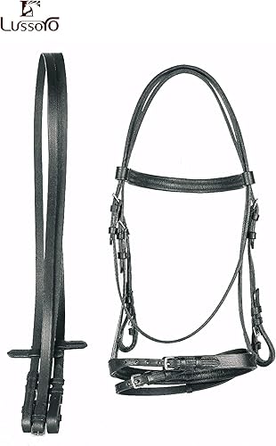 Miniatura 4 de Caballo Western English Full Size Negro Cuero Snaffle Bridle con RIÑAS completas