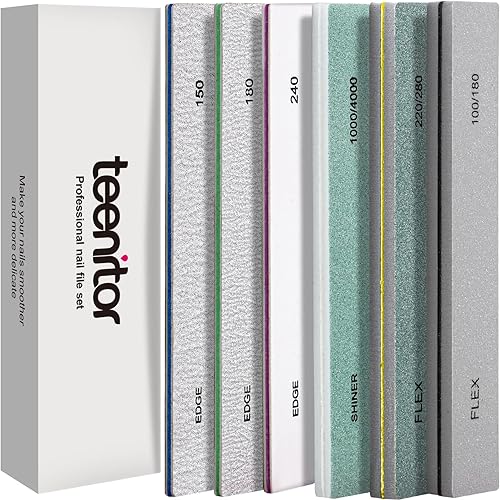 Teenitor Limas de uñas y pulidor, kit de herramientas de manicura profesional, bloque de pulidor de uñas, pulidor de uñas, herramienta de pulido de