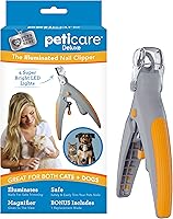 PetiCare Illuminated Dog & Cat Nail Clipper: LED Light, 5X Magnifier, Nail Trapper for Safe Precise Trimming All Breeds