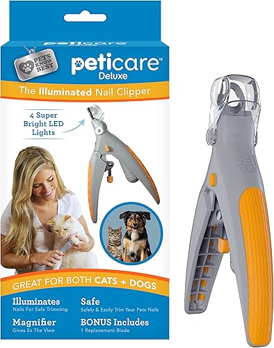 Allstar Innovations PetiCare - Pinza de uñas para mascotas iluminada, ideal para gatos y perros, cuenta con luz Led, Guillotina