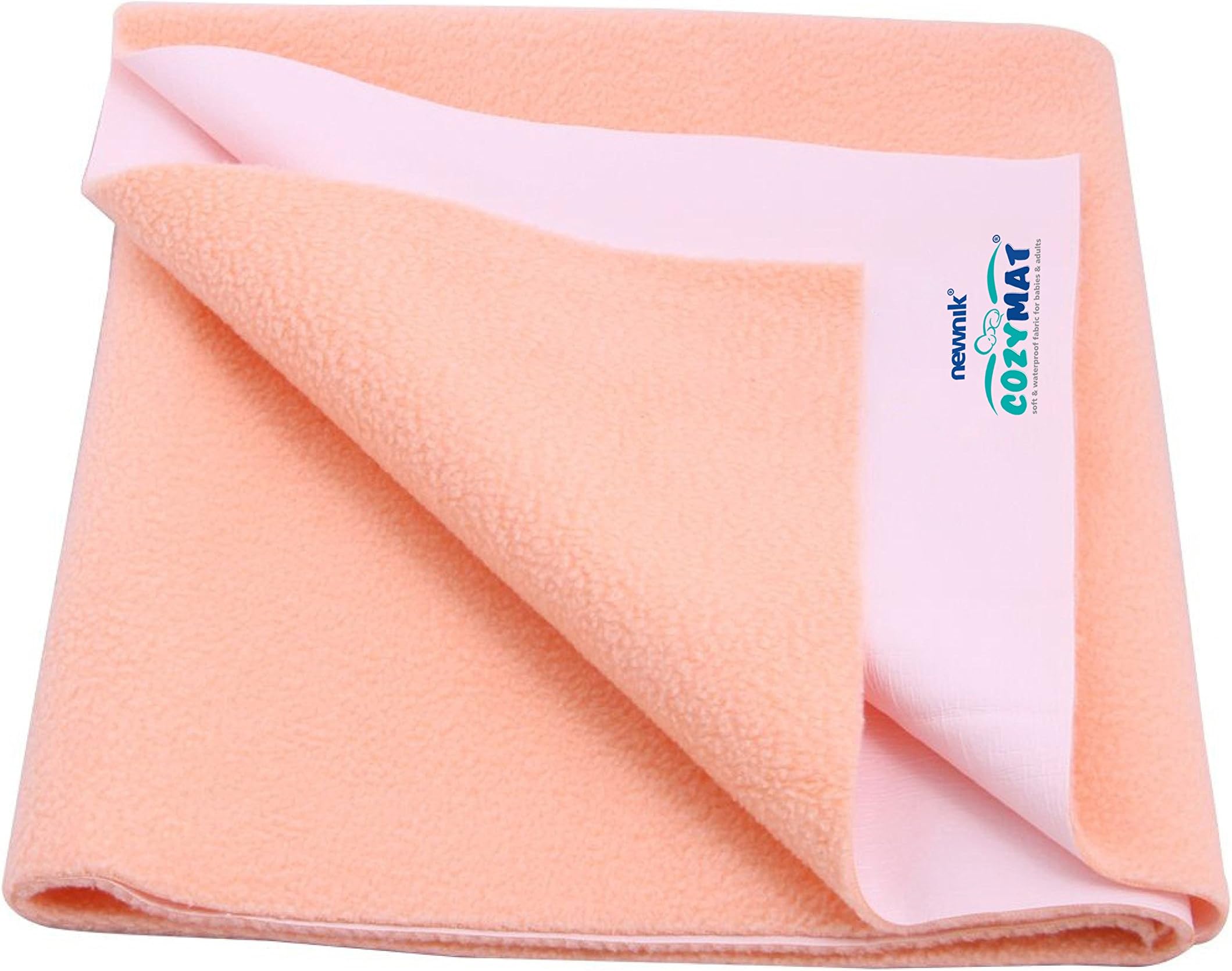 Newnik Premium Waterproof Baby Bed Protector Dry Sheet | Quick Water Resistant Mattress Protector for Babies & Toddlers | Reusable, Soft & Absorbent (Size: 140cm X 100cm) Peach, Large