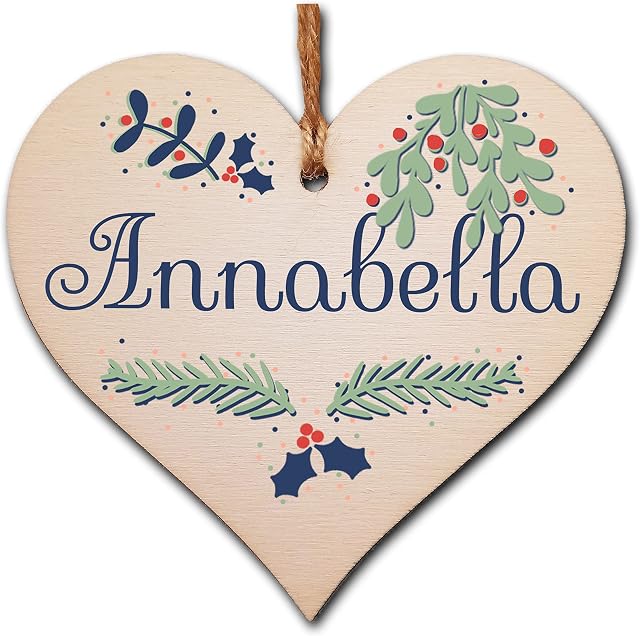 Personalised Handmade Christmas Hanging Wooden Heart Plaque Decoration Gift for someone special hang on the Xmas tree gift tag festive bauble