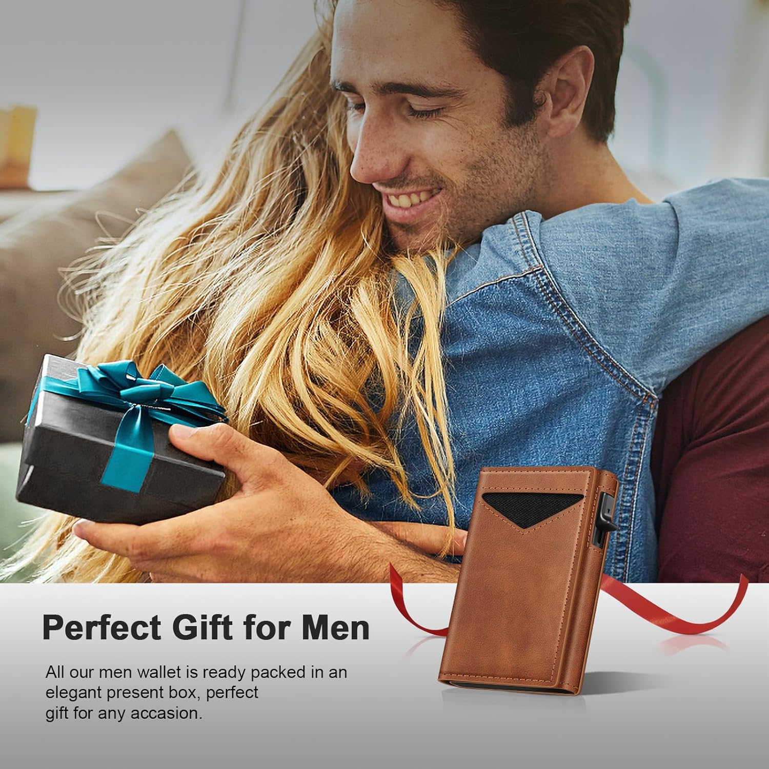 Wallet for Men, RFID Wallet with Money Clip & ID Window, Minimalist Pop Up Credit Card Case Holder 10-12 Cards, Bifold Slim Smart Wallet for Front Pocket, Compact Metal Wallets, Gifts for Men, Brown - Image 8