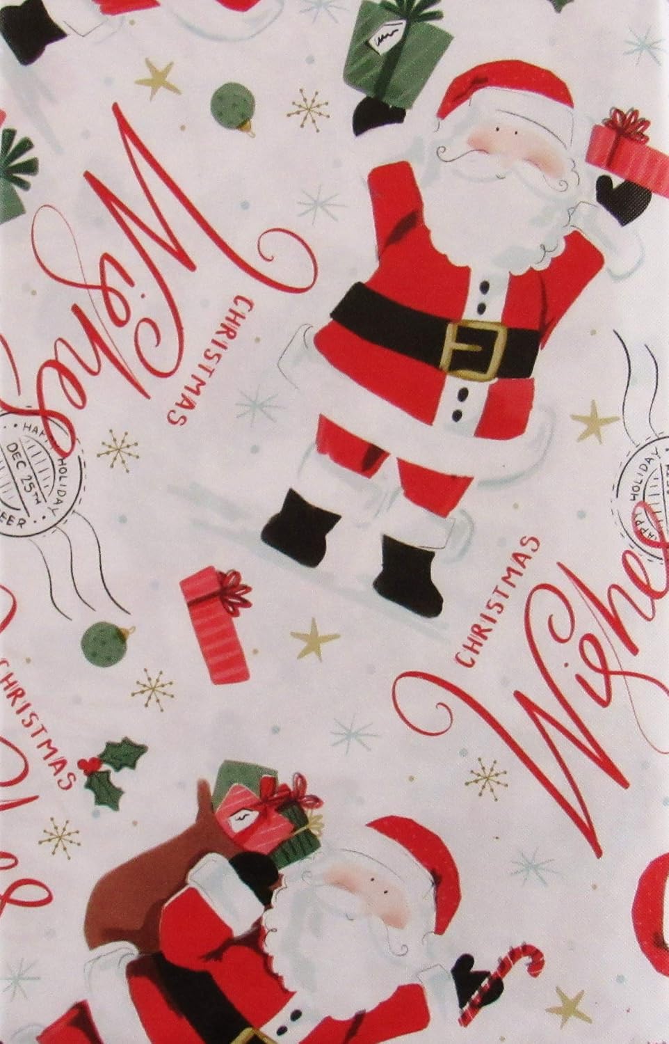 Amazing 🔥 Santa's Christmas Wishes Vinyl Flannel Back Tablecloth (52 x 70 Oblong)