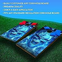 Vista 3 de GRAPHIX EXPRESS - Envoltura de tablero de cornhole de calavera - Calavera Flaming C15 - Calcomanía de vinilo laminado resistente a la intemperie