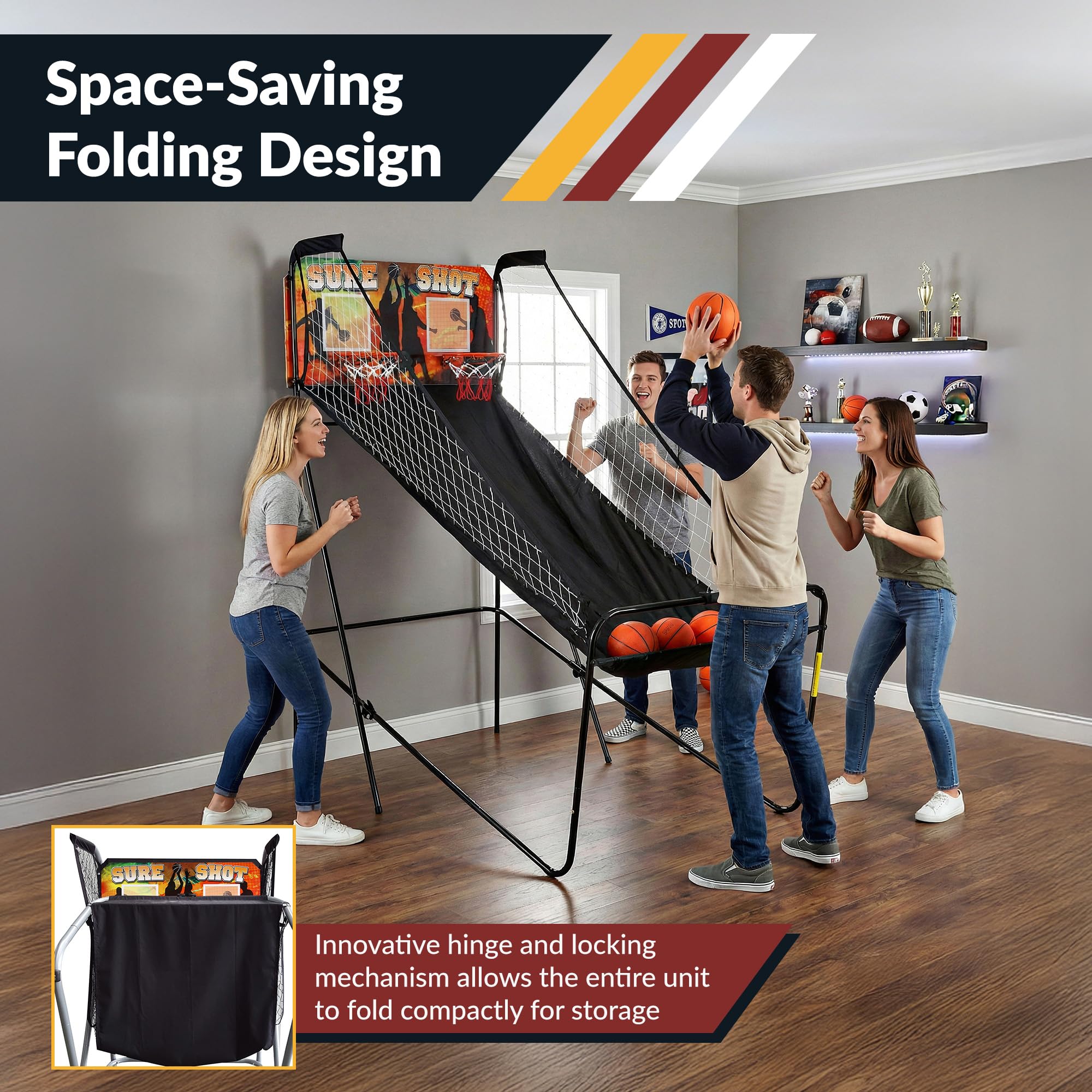 Amazon.com : Hathaway Sure Shot 81-in Dual Basketball Arcade Game