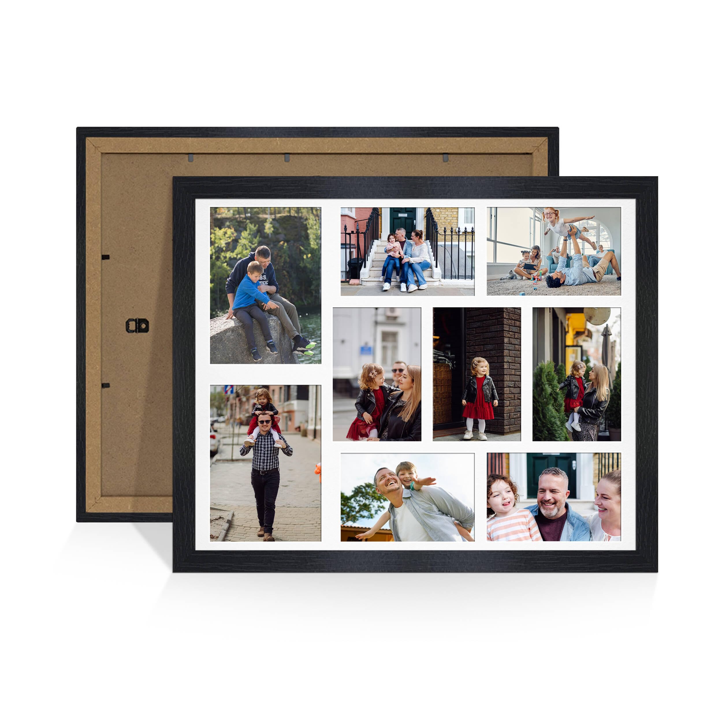 Alison Kingsgate Black 20x16 Photo frames for multiple pictures -9 Apertures Collage Frame with White Mount - Holds (2x) 7x5 & (7x) 6x4 Photos - Engineered Wood & Perspex — image 1