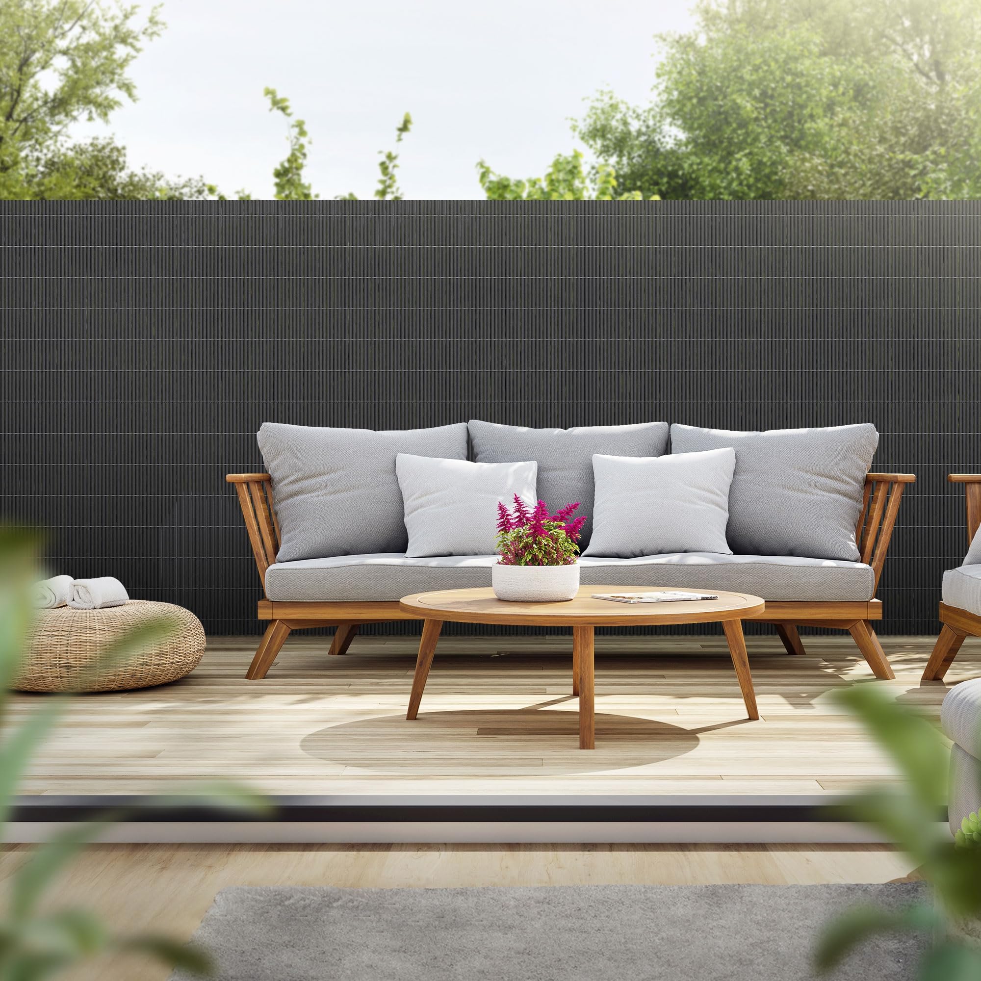 ECD Germany Cañizo de PVC 140 x 800 cm (2X 4m) Antracita Valla de Proteccion de 3 Pesos de Refuerzo Cortavientos Decorativo Resistente a los Rayos UV para Jardín Pantalla Impermeable de Privacidad