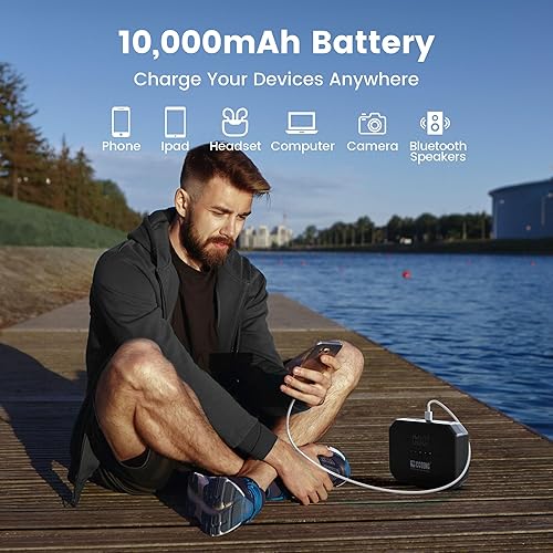 Miniatura 7 de Arrancador portátil J22 3500A con compresor de aire, inflador de neumáticos de 150 PSI, refuerzo de batería de coche de 12 V (todos los motores