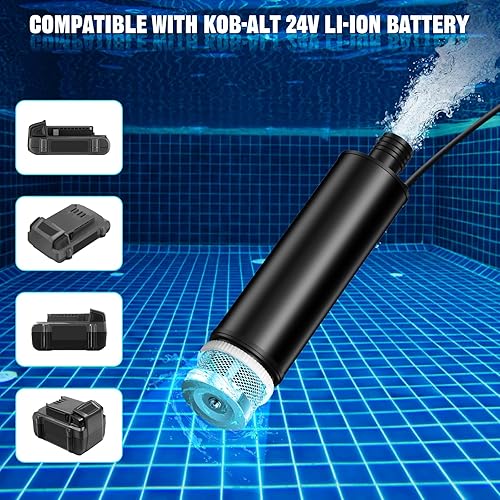 Miniatura 5 de Bomba de transferencia de agua compatible con batería Kobalt de 24 V, 30 Lmin, elevación de 15 pies, bomba de agua con potencia máxima de 7 A, bomba