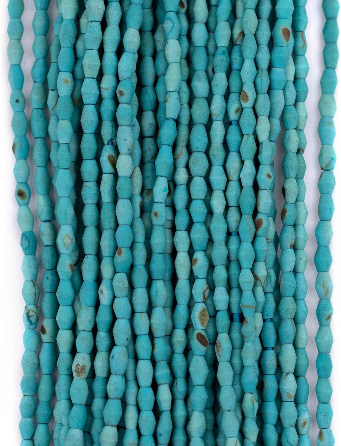 The Bead Chest Turquoise Blue Afghani Bicone Rice Beads 4.5 x 2.5mm Afghanistan Gemstone 16 Inch Strand