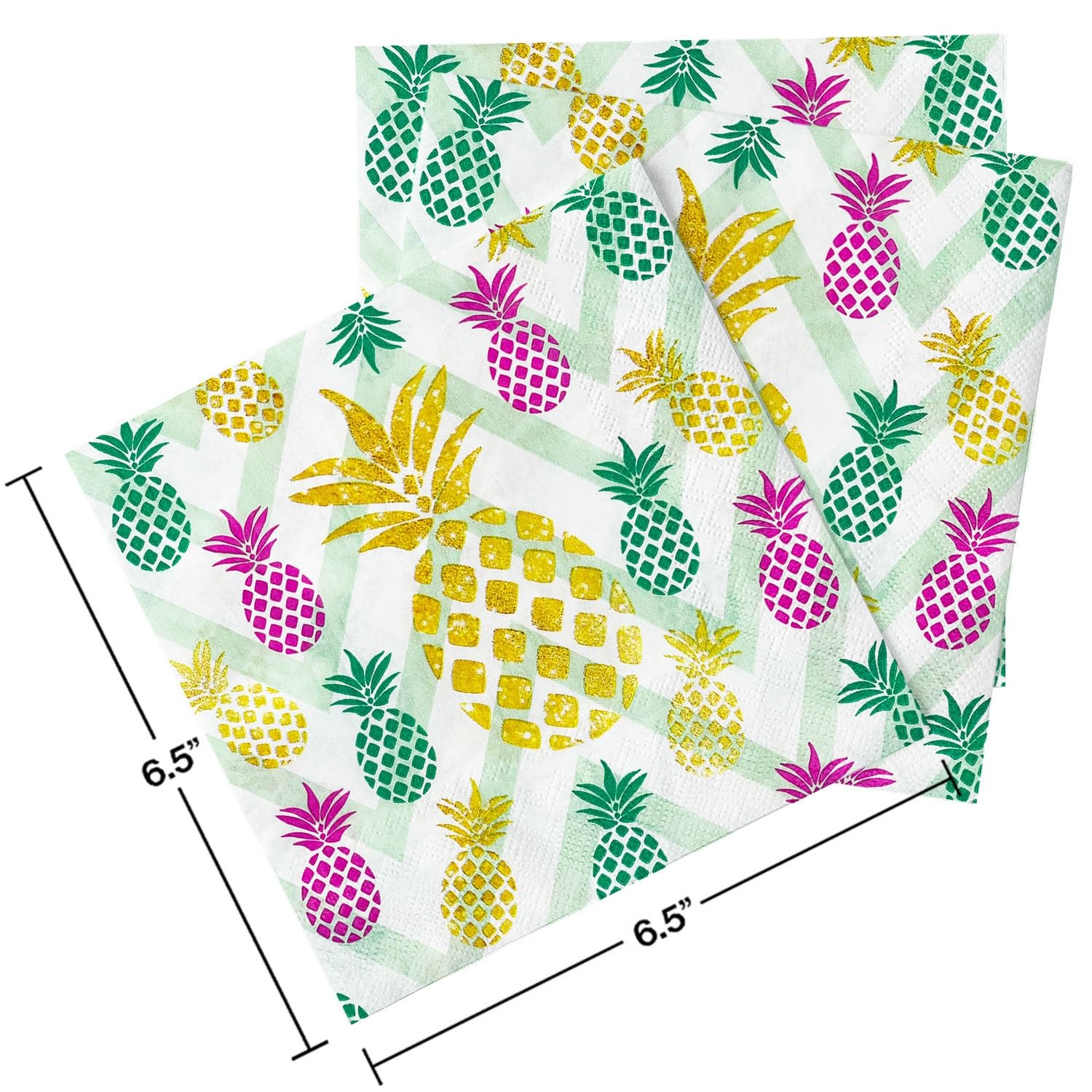 Servilletas Papel Rayas Verdes De Piña Desechables Servilletas Decoupage Cocktail Cumpleaños 2 Capas Toilet Papel Higienico Decoración de Mesa para Bodas,Fiesta en el Jardín 30 Paquetes(33x33cm）